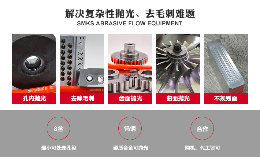 免去殘留磨料煩惱：斯曼克高速水粒子采用特殊流體磨料，不沾不黏免去殘留磨料清理煩惱。 高精度保持：斯曼克高速水粒子比標(biāo)準(zhǔn)磨粒流對精度的控制更高，還可用于薄壁工件的毛刺清理。 便于實現(xiàn)全自動化：斯曼克高速水粒子目前已經(jīng)為多家知名企業(yè)實現(xiàn)內(nèi)<a href='http://www.ronaldchik.com' target='_blank'><u>交叉孔去毛刺</u></a>全自動化生產(chǎn)，無需人工參與。